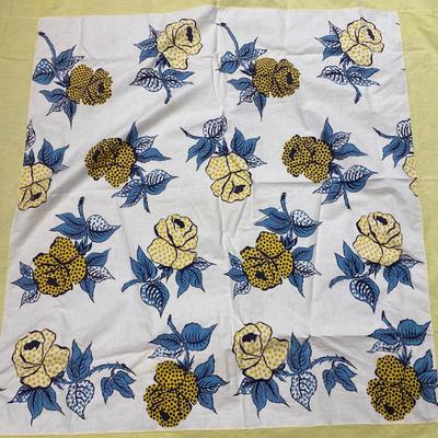 Vintage Yellow and Blue Rose Flower Pattern Square Card Table Size Tablecloth
