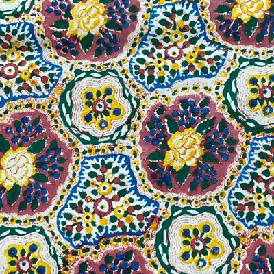 Vintage Anokhi Cotton Round Tablecloth Floral Mandala Pattern 69