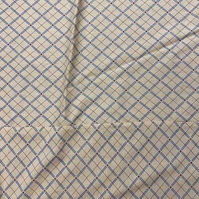 Vintage Retro Beige with Blue & Red Square Pattern Round Tablecloth