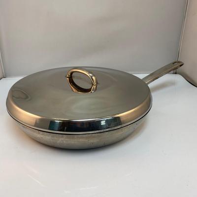 International Cookware Inc Stainless Steel & Aluminum Frying Pan with Lid