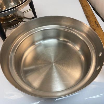 Vintage Stainless Steel Fondue Pot Chaffing Dish Food Warmer