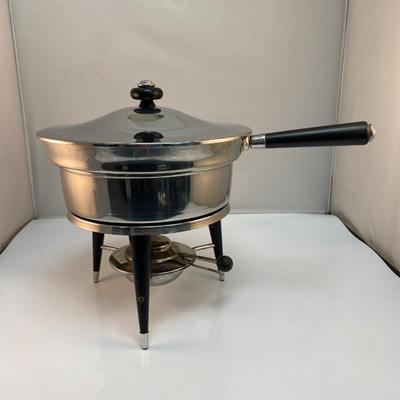 Vintage Stainless Steel Fondue Pot Chaffing Dish Food Warmer