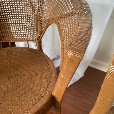 Pair of Vintage wicker Chairs and throw