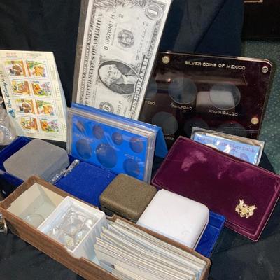 GRACO BANK PRODUCTS MONEY BAG, CANADIAN DISNEY BOOK OF STAMPS, BUNCHES OF COLLECTIBLE COIN HOLDERS AND MORE!