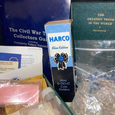 GRACO BANK PRODUCTS MONEY BAG, CANADIAN DISNEY BOOK OF STAMPS, BUNCHES OF COLLECTIBLE COIN HOLDERS AND MORE!