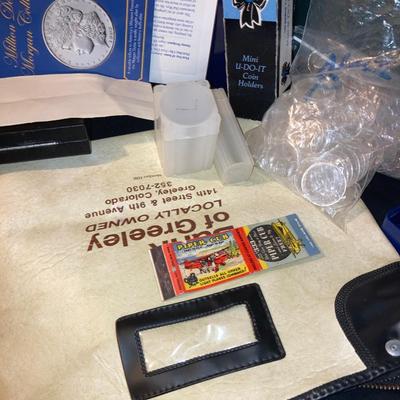 GRACO BANK PRODUCTS MONEY BAG, CANADIAN DISNEY BOOK OF STAMPS, BUNCHES OF COLLECTIBLE COIN HOLDERS AND MORE!
