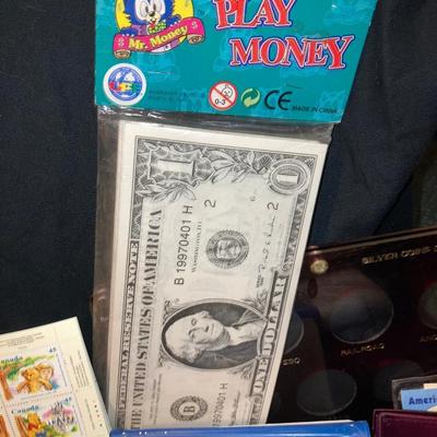 GRACO BANK PRODUCTS MONEY BAG, CANADIAN DISNEY BOOK OF STAMPS, BUNCHES OF COLLECTIBLE COIN HOLDERS AND MORE!