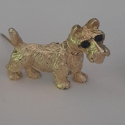 Three Dog pins Schnauzers and poodle with faux pearl curls