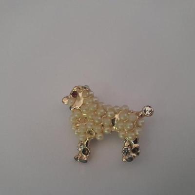 Three Dog pins Schnauzers and poodle with faux pearl curls