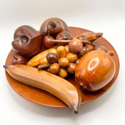 Decorative Wood Fruit & Tray