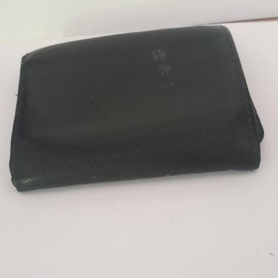 Denver Bronco's cuff links, Bronco's Kodak official film of NFL hat pin, and a black leather wallet