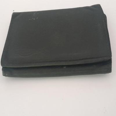 Denver Bronco's cuff links, Bronco's Kodak official film of NFL hat pin, and a black leather wallet