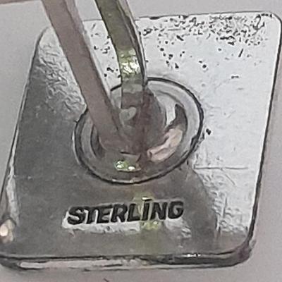 Sterling cuff links with turquois and a matching tie clip