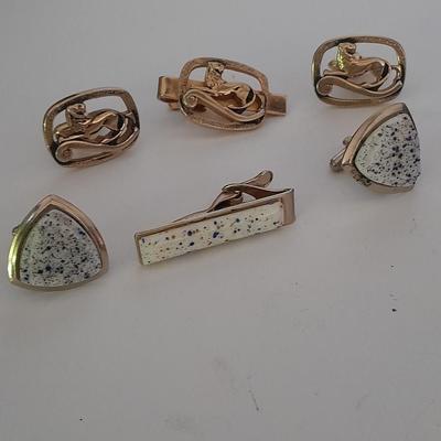 Tie clips with matching cuff links