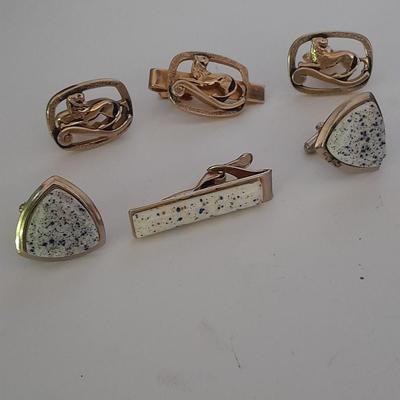 Tie clips with matching cuff links