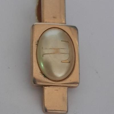 Tour Fossil'd Marked Cuff links, two tie clips, one marked Swank and shell charms.