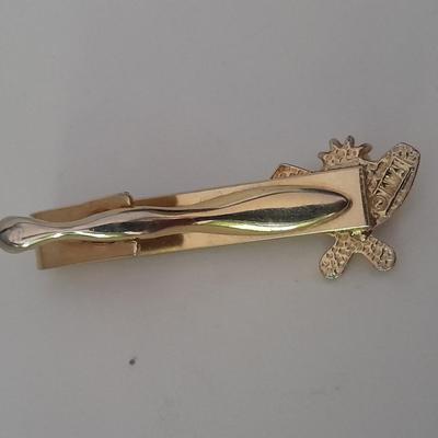Men's mother of pearl ring, bowling award swank marked tie clips, and cuff links