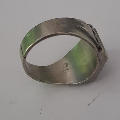 Men's mother of pearl ring, bowling award swank marked tie clips, and cuff links