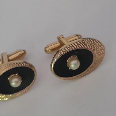 Cuff links and tie clips black and white / silver