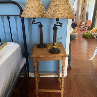 2 Lamps and Vintage Table Lot