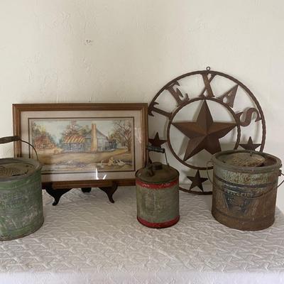 Texas - Vintage Bait Buckets - Gas Can