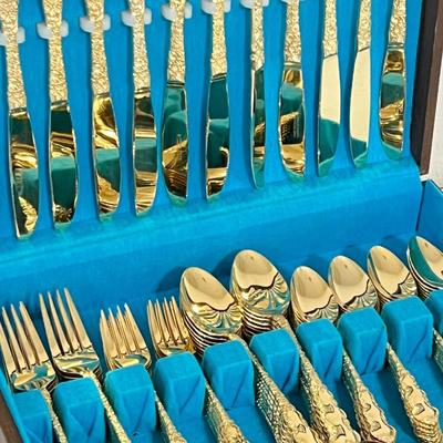 STANLEY ROBERTS ~ 24K Gold Electroplated ~ Six (6) Piece Place Setting Service For 16