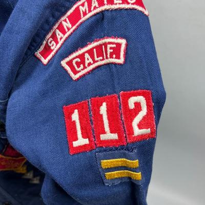 Vintage Long Sleeve Cub Scout Shirt with Patches Boy Scouts of America BSA Pack 112 San Mateo