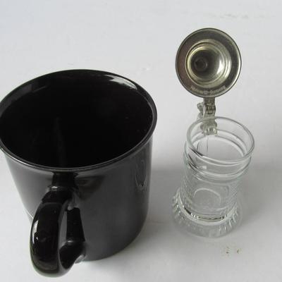 Small West German Glass Stein and Over The HIll Mug