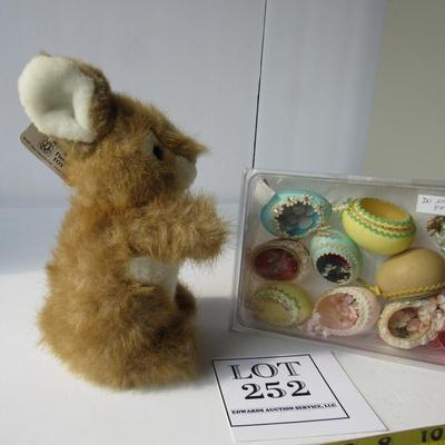 Older Plush Rabbit with Hand Crafted Real Easter Egg Decorations