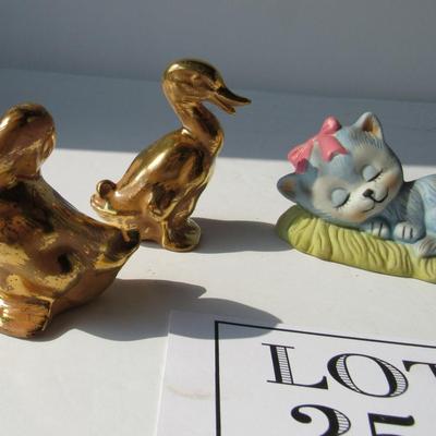 Lot of Small Cats and Ducks Figurines