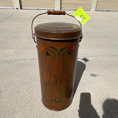 Toleware tall narrow bucket with lid