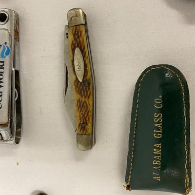 Vintage pocket knife, pewter lot