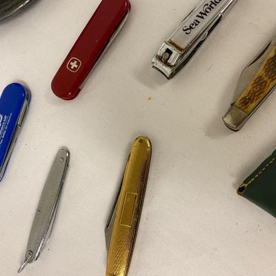 Vintage pocket knife, pewter lot