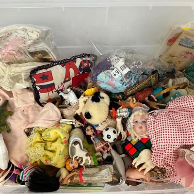 Tub of Doll Accessories and Toys