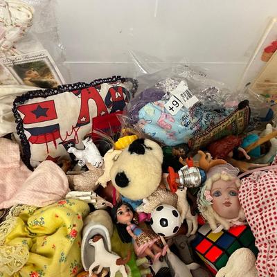 Tub of Doll Accessories and Toys