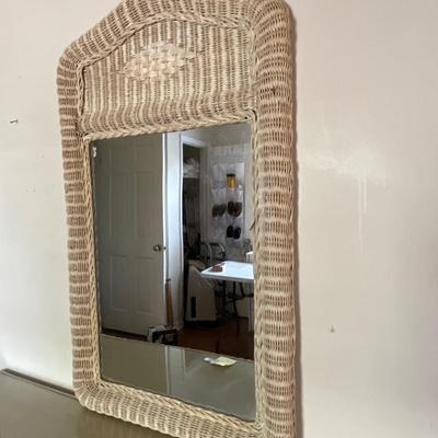 Glass Top Wicker Dresser with Mirror