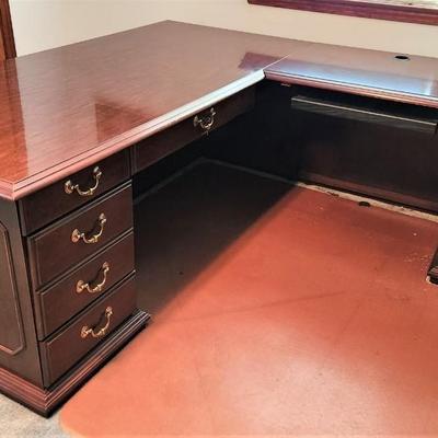 Lot #180  Large L-Shaped Office Desk w/return - good quality