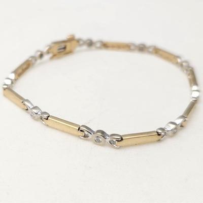 Lot #181J   14kt Yellow/White Gold Contemporary Bracelet - set with diamonds