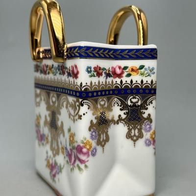 Vintage Small Ceramic Porcelain China Purse Handbag Shaped Vase Pencil Holder Figurine