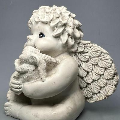Dreamsicles Blue Eyed Angel Cherub Figurine Holding Cuddling Bunny Rabbit