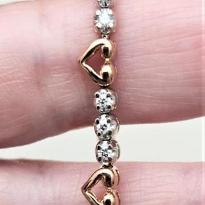 Lot #184J  14kt Rose and White Gold Bracelet - Heart Motif