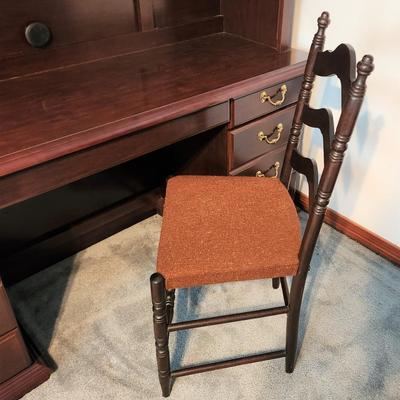 Lot #182  Mahogany Finish Desk/Bookcase combo w/chair
