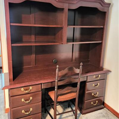 Lot #182  Mahogany Finish Desk/Bookcase combo w/chair