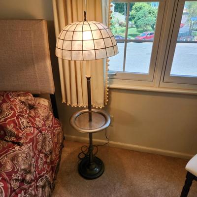 Vintage Large Capiz Oyster Lamp Shell Shade Floor Light Fixture