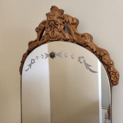 Vintage Etched Wall Mirror 12x30