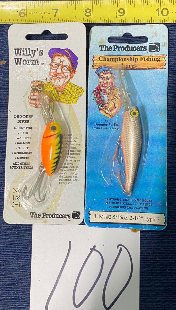 Lot De 8 Leurres De Pêche Vintage The Producers – Billy Bob's Triple B, Ancien