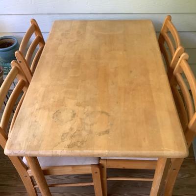 Entertain on this Table and 4 chairs -wooden with fabric seats