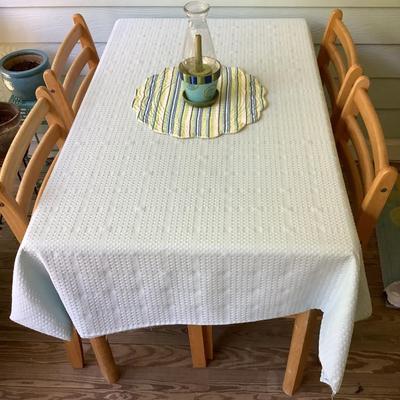 Entertain on this Table and 4 chairs -wooden with fabric seats