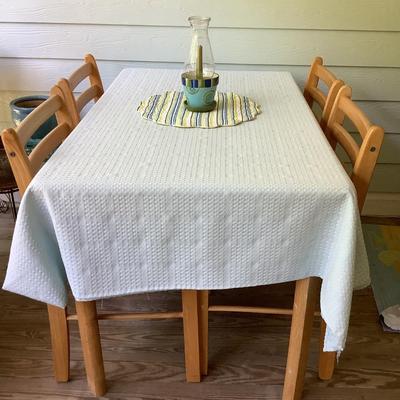 Entertain on this Table and 4 chairs -wooden with fabric seats