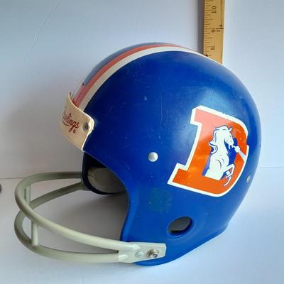 Denver Bronco collectibles, Helmet, Pin back Buttons, and 1976 Schedule Coin
